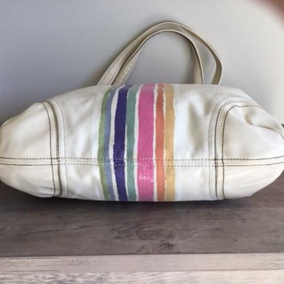 Coach Poppy Legacy Rainbow Striped Sequin Tote Bag, 3 Hangtags Model No. 19615 - Picture 5 of 13